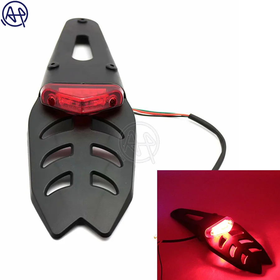 

1pcs Motorcycle Rear Fender License Plate Bracket Holder With Red 12V LED Taillight Brake Lamp Universal For Enduro Motocross