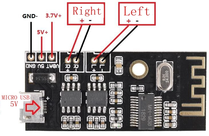 Drahtloses Bluetooth-Audioempfänger-Board-Modul MH-MX8 M18 M28 M38 BLT 20M 4.2 5.0 MP3 Verlustfreier Decoder Stereo Elektronisches DIY-Kit – Detail 9