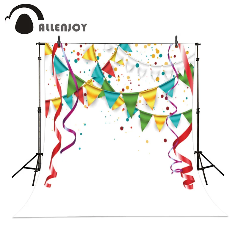 Allenjoy-خلفية زخرفية سعيدة ، لافتة احتفالية ، شريط ، زينة حفلات أعياد الميلاد ، صور خلفية للأطفال ، قماش
