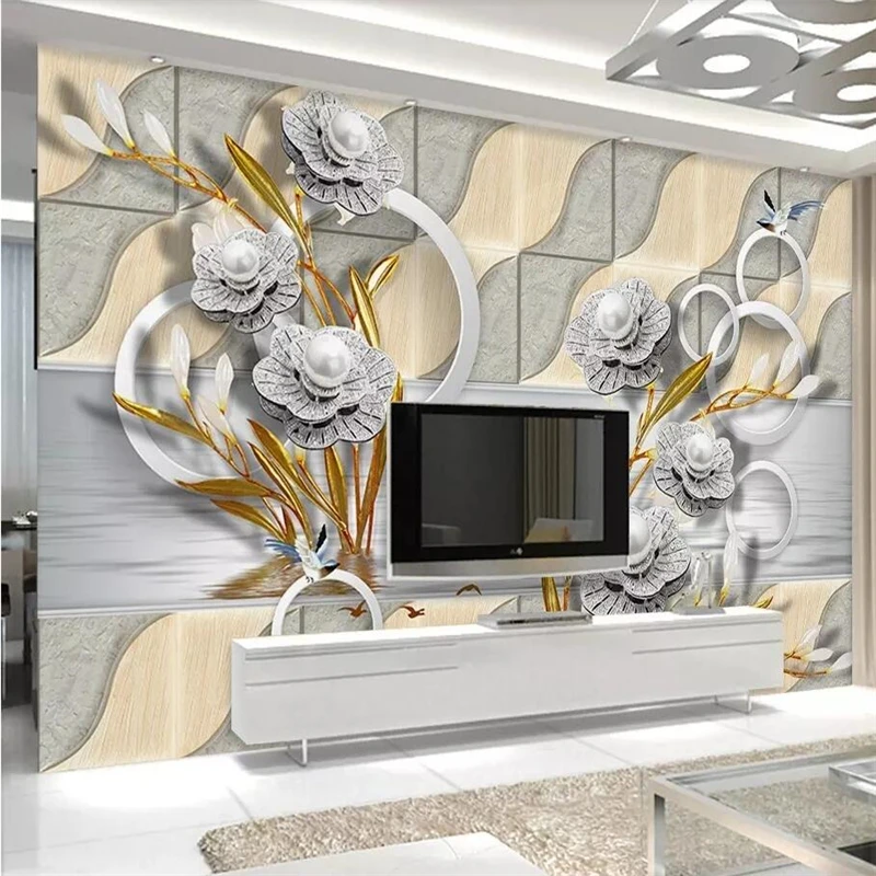 

Beibehang Custom wallpaper European 3D stereo photo mural imitation soft bag flower embossed TV wall papel de parede wallpaper