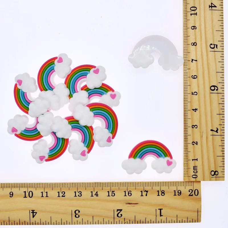 Kids Girls DIY Craft PVC Soft Rainbow Charms Used For Hair Accessory Brooch/Cable Winder/Earphone/USB Charger/Bookmark/Ring