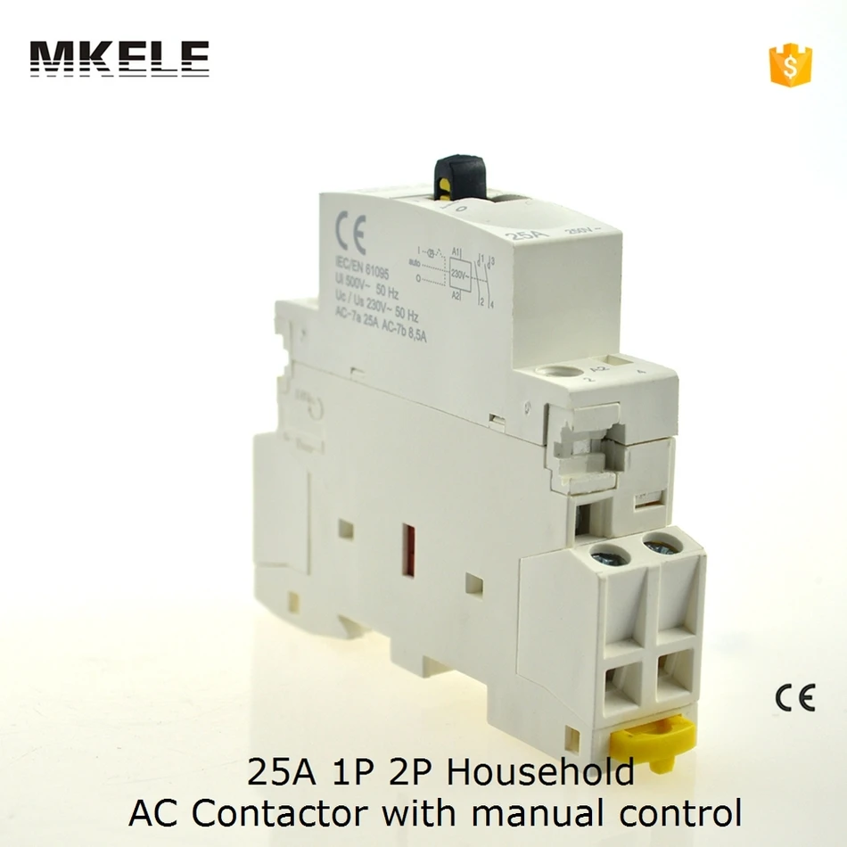 MKWCT-25M Manual 220V / 240V Universal Home Household AC Contactor Modular Modulus 25Amps 2P 1NO 1NC 35mm DIN Rail 110V 24V