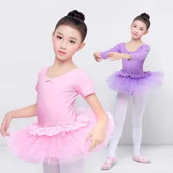 Girls Ballet Tutu Tulle Dress Sleeveless Gymnastics Leotard Diamond Pink Bow Pattern Ballet Leotard For Girl Ballerina Costumes