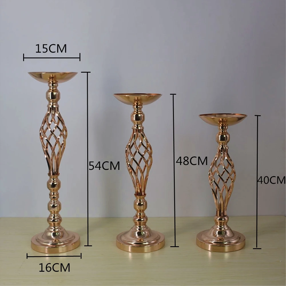 IMUWEN 10PCS Flower Vase Wedding Floor Vases Gold Road Lead Table Centerpiece Rack Pillar Flowers Stand Party Decoration