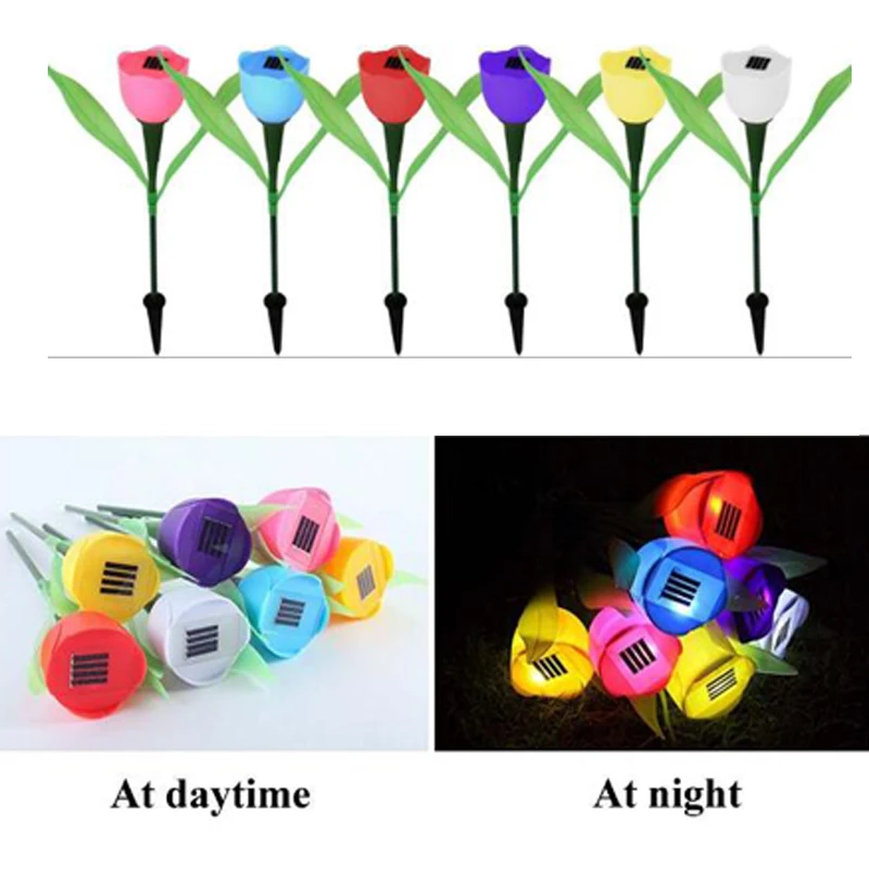 

Colorful Flower LED Solar Light Outdoor Yard Garden Light Path Lawn Solar Power LED Lights Tulip Landscape LED Solar Lamp