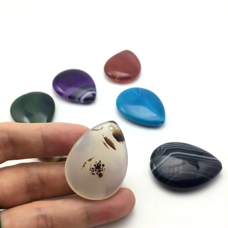 18&25-40&30MM Multicolor CaMM Multicolor Carnelian Stone Bead Teardrop CAB Cabochon  Straight hole Onyx Jewelry GEM Pendant 1PCS