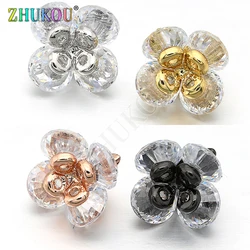 7x7mm Brass Cubic Zirconia Flower Charms Pendants Links DIY Jewelry Bracelet Necklace Making, Hole: 0.5mm, Model: VD247