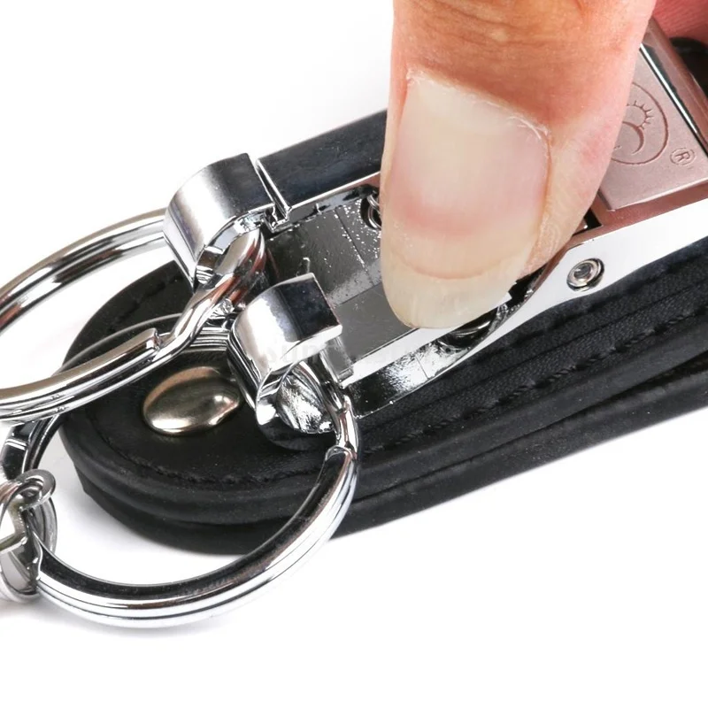 Black Brown Leather Belt Buckle Clip Random Color 2 Loops Key chain Fashion Simple Key Ring Holder Fashion For Men Hot Sale