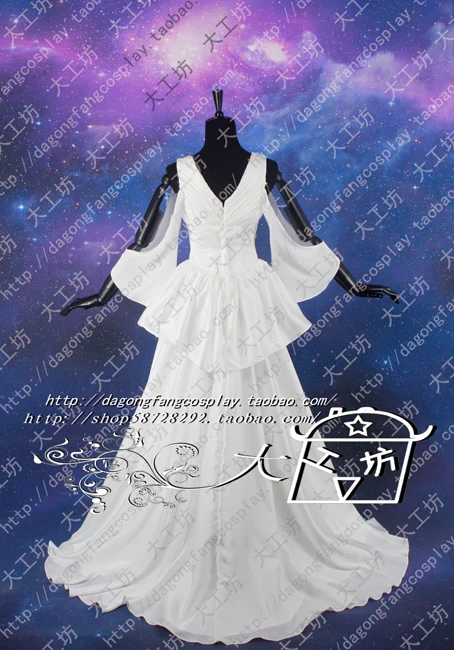 Saint Seiya The Lost Canvas Sasha(Athena) Cosplay Costume White Dress 11