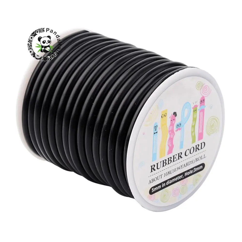 

PH PandaHall 1 Roll (About 10m) Black Silicone Hollow Cord Rubber Thread 5mm for Bracelet Necklace Making with 3mm Hole F50