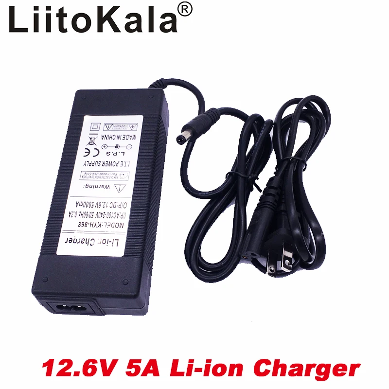 liitokala 12.6V 5A Power 12.6V Charger for CCTV Battery Pack,5A Charger for 12V Lithium Battery