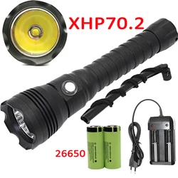 XHP70.2 LED torcia subacquea subacquea 100M XHP70 torcia subacquea Linterna lampada impermeabile 26650 batteria + caricabatterie