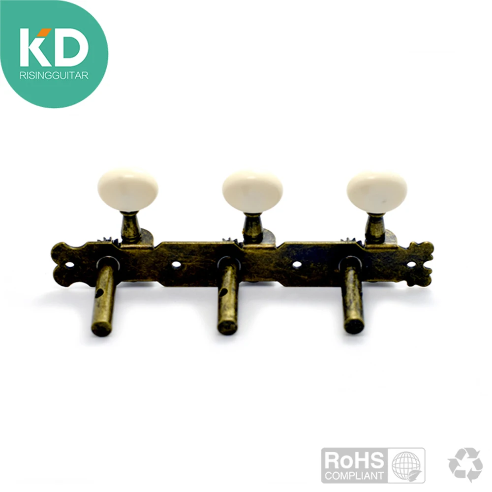 KD Classical Guitar Tuning Peg Antique Bronze Guitar Pegs Oval Button Machine Head Guitar Repair Parts Accessories