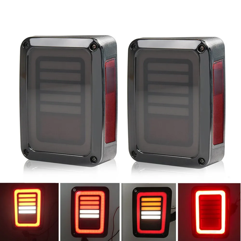 LED Tail Lights Smoke Lens For Jeep Wrangler 2007-2017 JK JKU With Break Back Up Light Reverse Turn Parking Signal Lamp Assembly