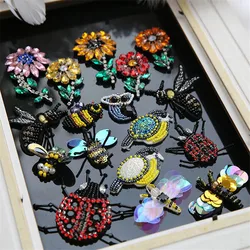 1 pz fiori api coccinella strass perline patch applique cucire perline qpplique vestiti scarpe borse decorazione patch fai da te