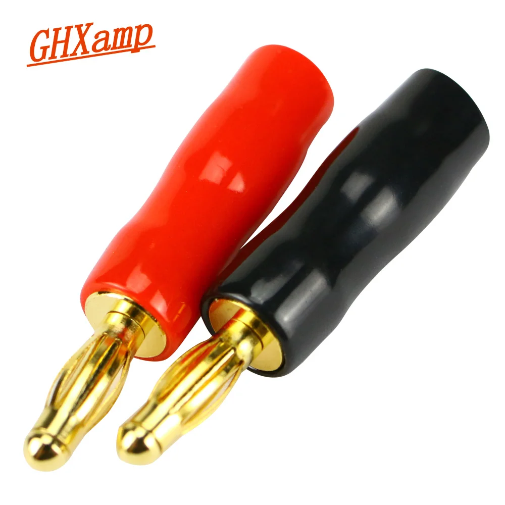 GHXAMP 4mm Speaker Banana Plug Speaker Connector Copper Gold Plated Banana Jack Match With Binding Post 2pcs