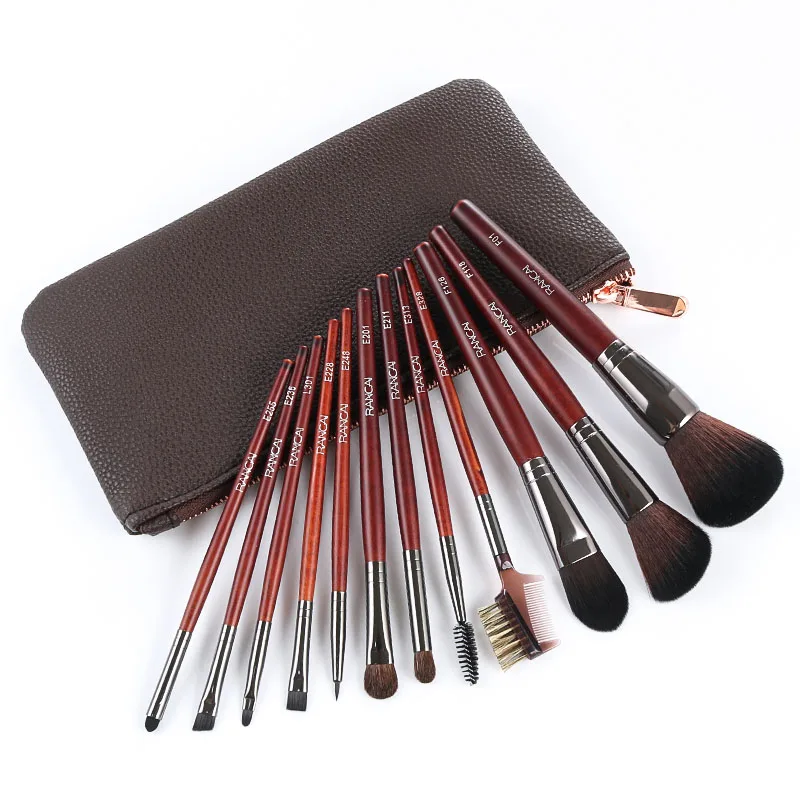 RANCAI 12pcs Makeup Brushes Set Powder Foundation Blusher Lip Eyeliner Eyelash Eyeshadow Eyebrow Brush&Comb Cosmetic Beauty Kit