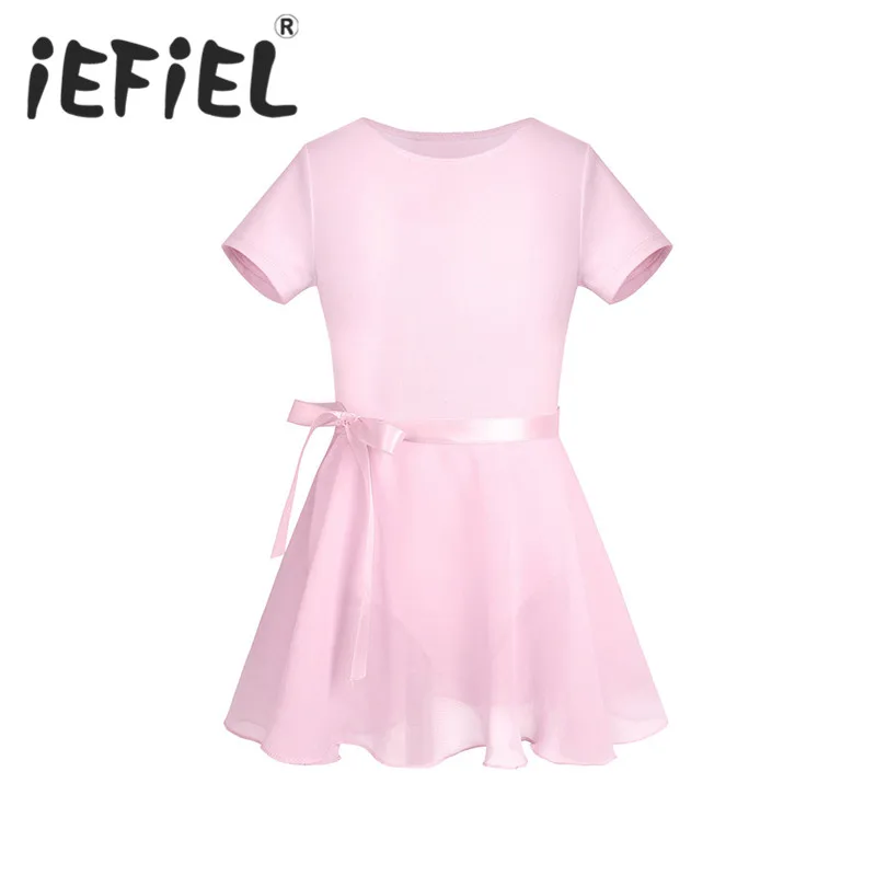 

iEFiEL Children Girls Gymnastic Ballet Leotard Tutu Dance Dress Girls Princess Ballerina Performance Dresses with Chiffon Skirt