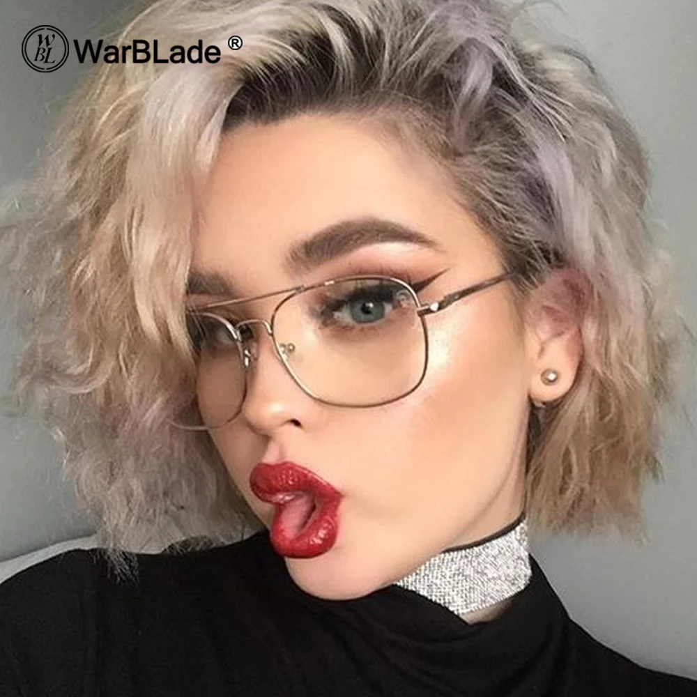 WarBLade Vintage Gold Metal Frame Eyeglasses Mens Womens Sun glasses Retro Square Optical Lens Eyewear Nerd Clear Lens Glasses