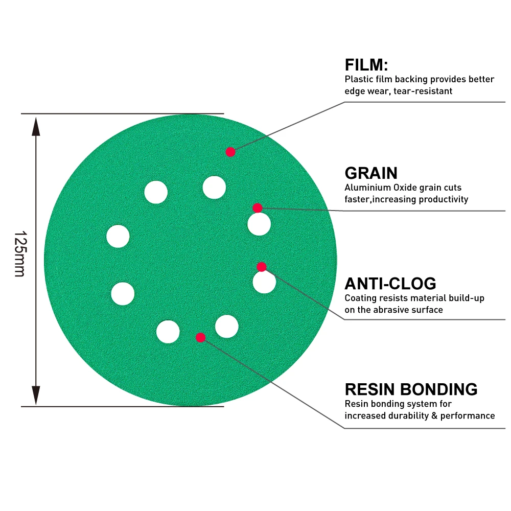 50pcs 125mm Film Sandpaper 5\