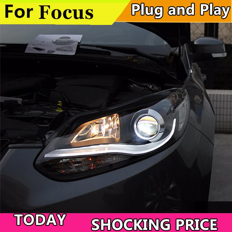 doxa Car Styling 2012 2013 2014 for Ford Focus LED Headlights fpr New Focus 3 DRL Lens Double Beam H7 HID Xenon bi xenon lens