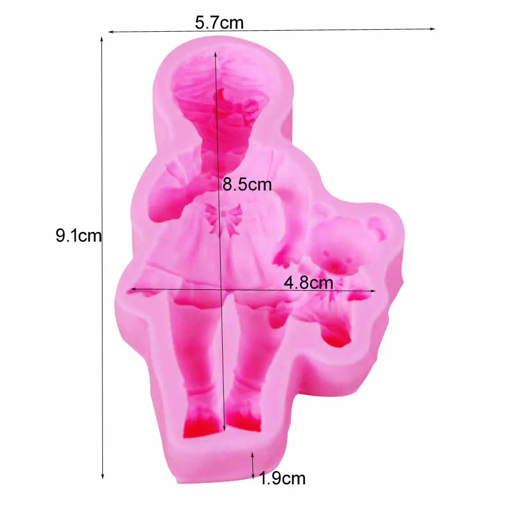 3D Girl Doll Bears Chocolate Moulds Silicone Molds Kitchen-Baking Resin Form Home Decoration Clay Craft Fondant Cake Tools m925