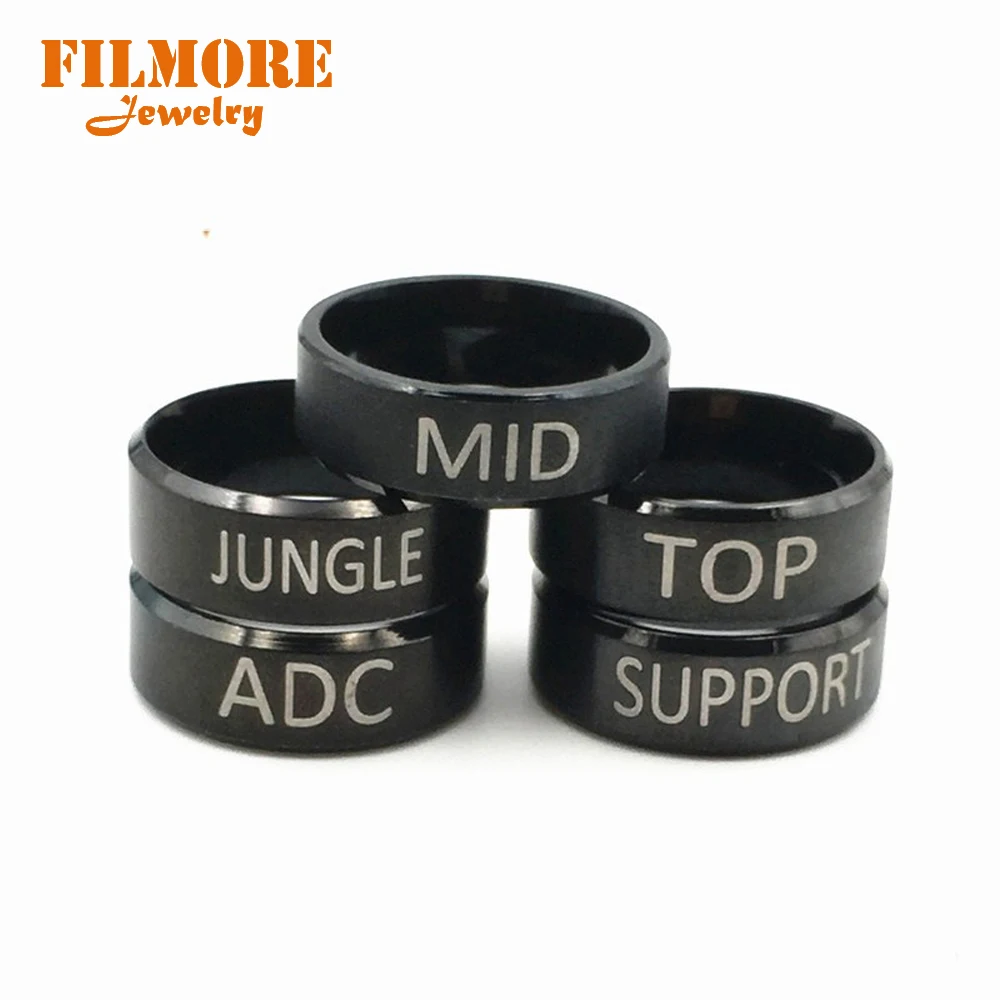 Juego popular League of LOL Legends Ring LOL Logo 5 estilos ADC TOP MID JUNGLE SUPPORT Anillo de moda de acero inoxidable de titanio para fanáticos
