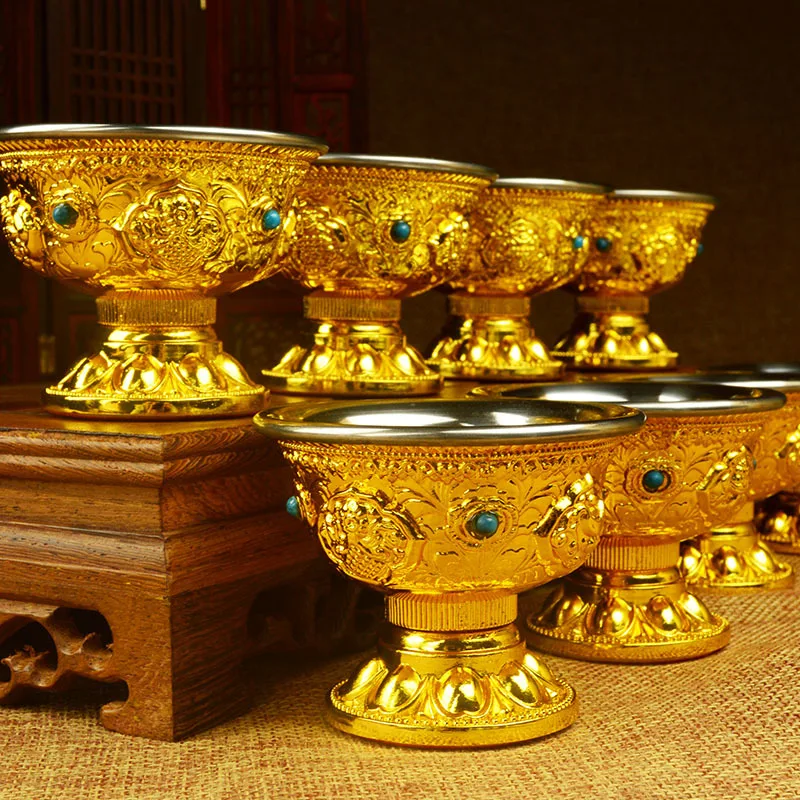 

Nepal craft eight auspicious high foot eight for cup water supply cup large Buddhist souvenirs/Eight Cups Each Box