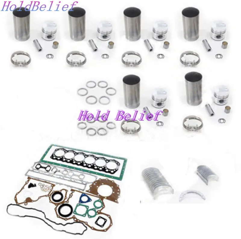 

Engine Rebuild Kit For Mitsubishi S6S Piston+Piston Ring+Cylinder Liner+Gasket Kit Free Shipping