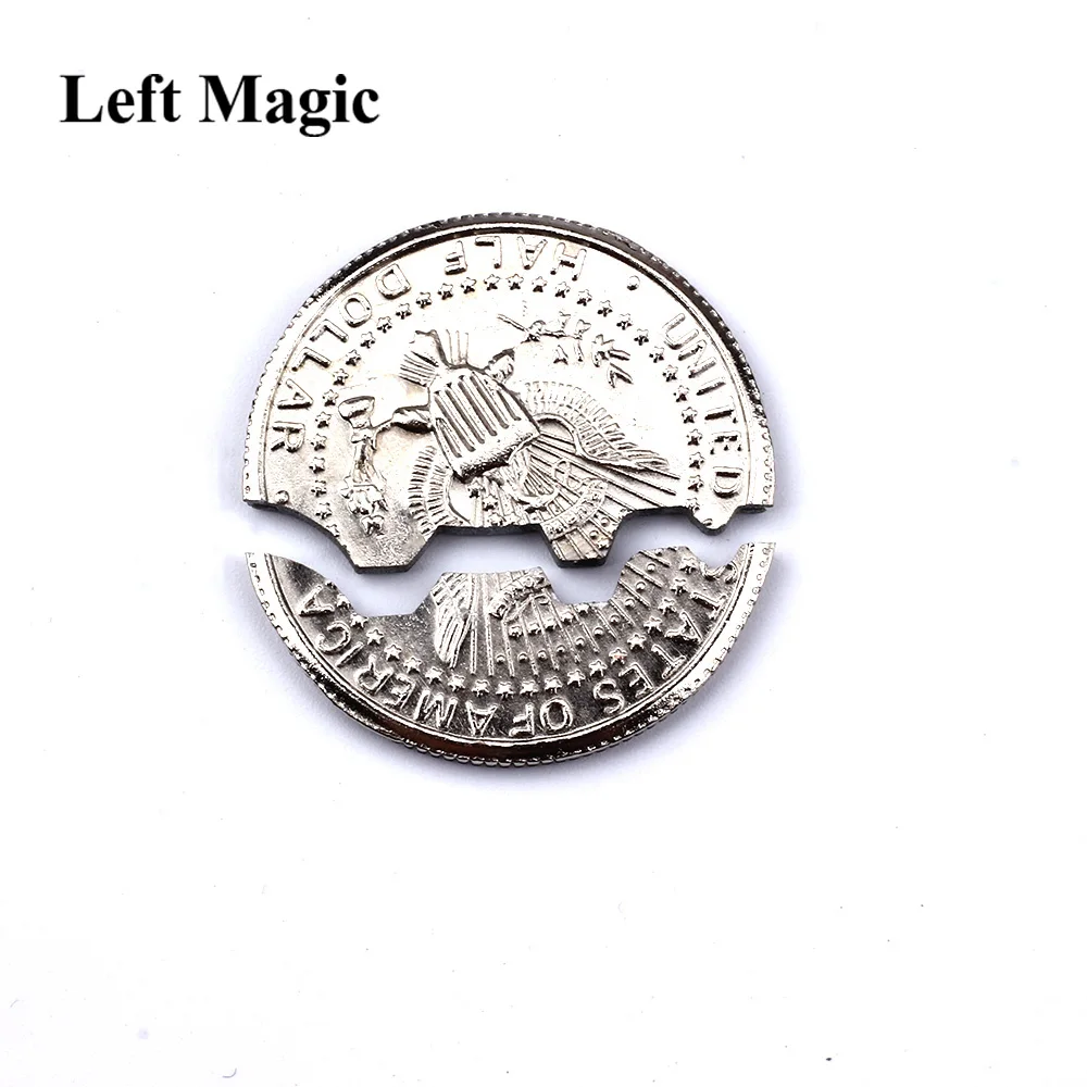 Magic Ripped Coin Trick Illusion and Restored Gift Funny Magic Tricks Toy Folding Coin Bite Coin Dollar Version Magic B1013