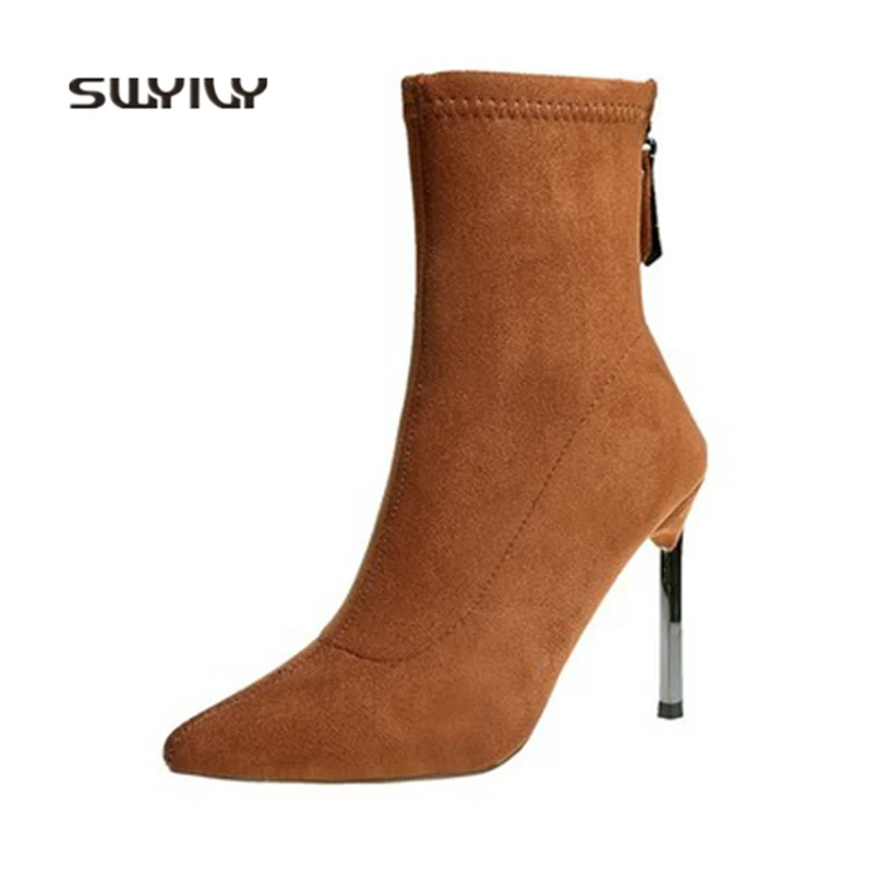 SWYIVY Women Dance Sneakers 8.5cm Thin Heel Zip Latin Dance Shoes Women 2018 Autumn High Heel Light Women Ballroom Dance Shoes