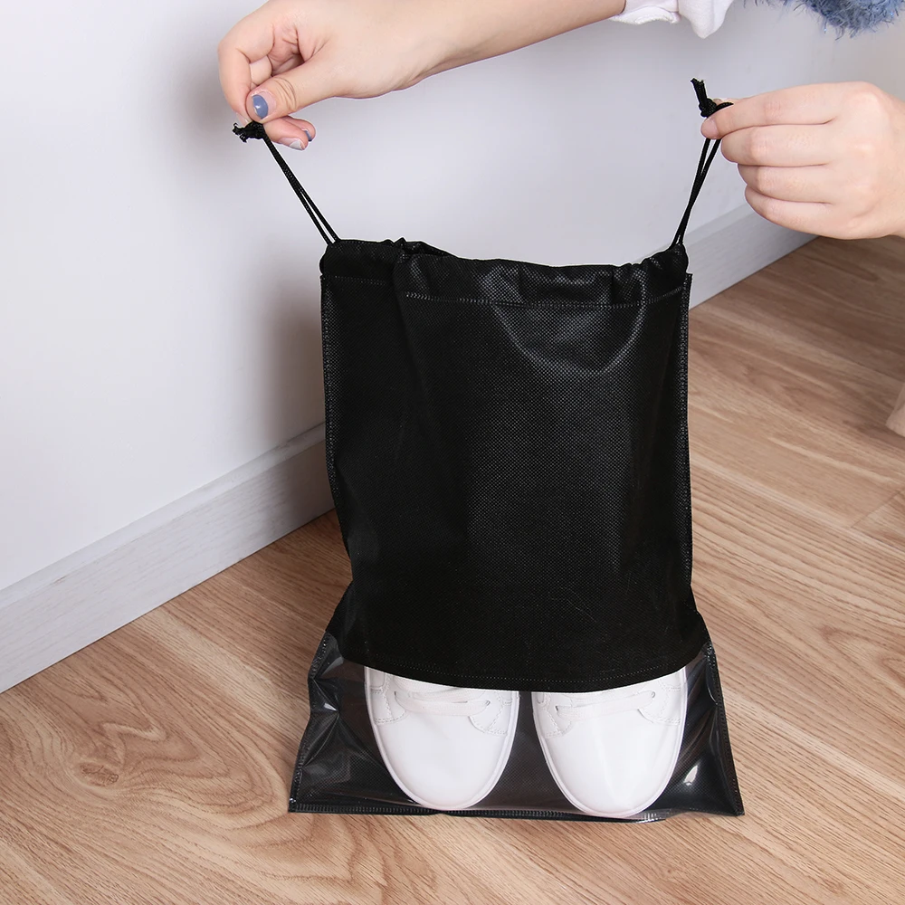 1PC S/L Waterproof Shoes Storage Bag Pouch Portable Travel Organizer Drawstring Bag Cover Non-Woven Laundry Organization