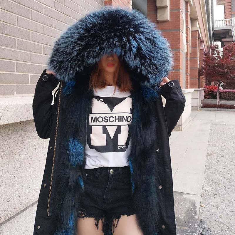 2024 MAOMAOKONG Natural Real Fox Fur Lining Fur Coat Women Fox Fur Collar Long Jacket Coats Winter Thick Parkas