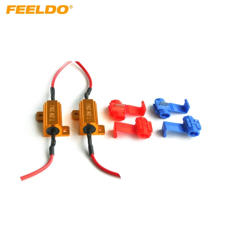 

FEELDO 1Set Car 25W 6ohm LED Load Resistors For Turn Signal Light Fix Bulb Out/Error/Blink Adapter #AM1881