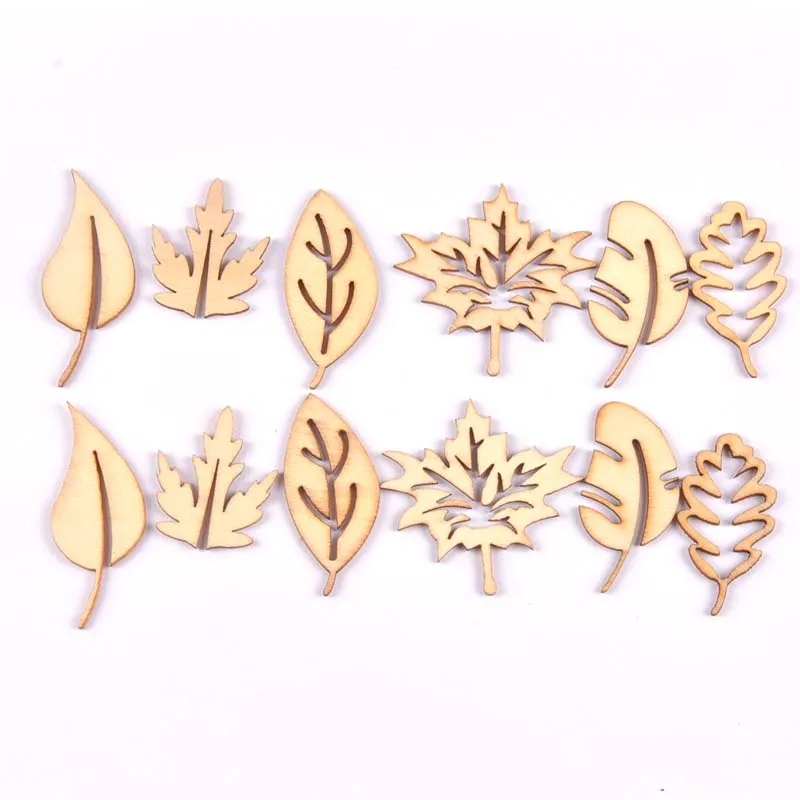 30Pcs mixed natural leaf Wooden Craft Scrapbooking handicrafts Handmade ornaments Accessory Home Decoration 20x40mm MT1863