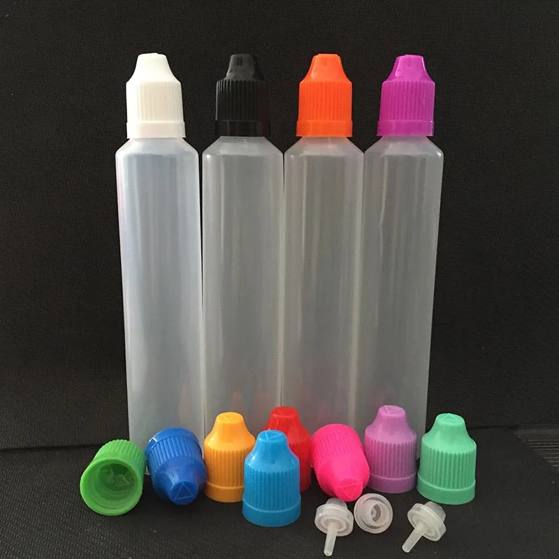 Empty 60ml PE Dropper Pen Style Refillable bottles E Juice Plastic E Liquid Dropper Bottle with Long Childproof caps