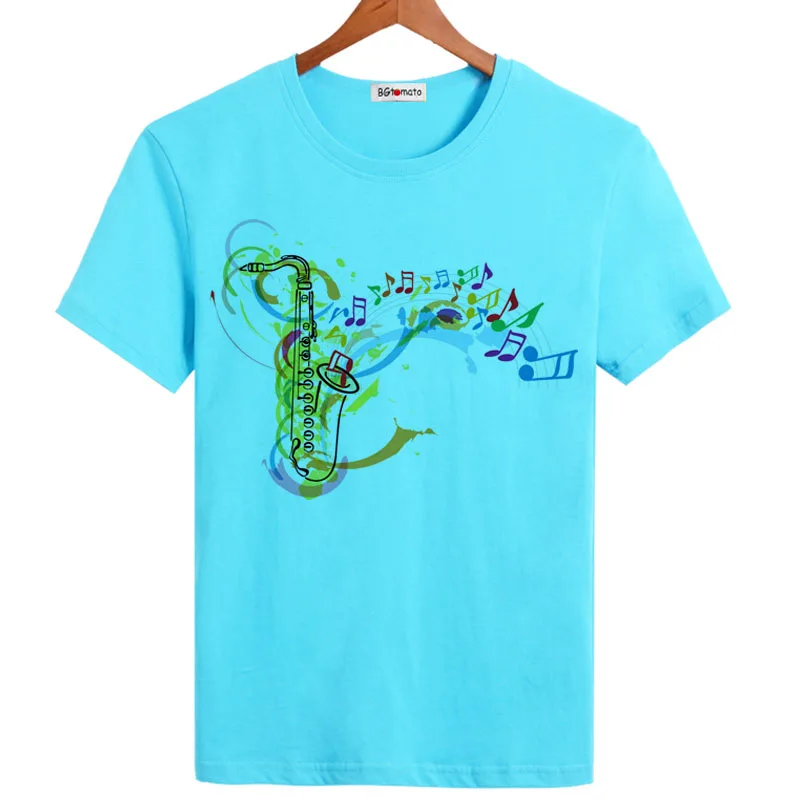 

BGtomato Graffiti Artwork Sax T-shirt for men love music colorful summer style shirts Brand good quality comfortable tops tees