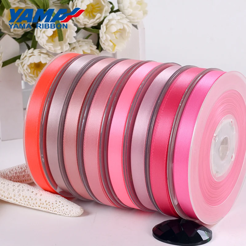 YAMA 25 28 32 38 mm 100yards/lot Double Face Satin Ribbon Light and Dark Red for Party Wedding Decoration Handmade Rose Ribbons