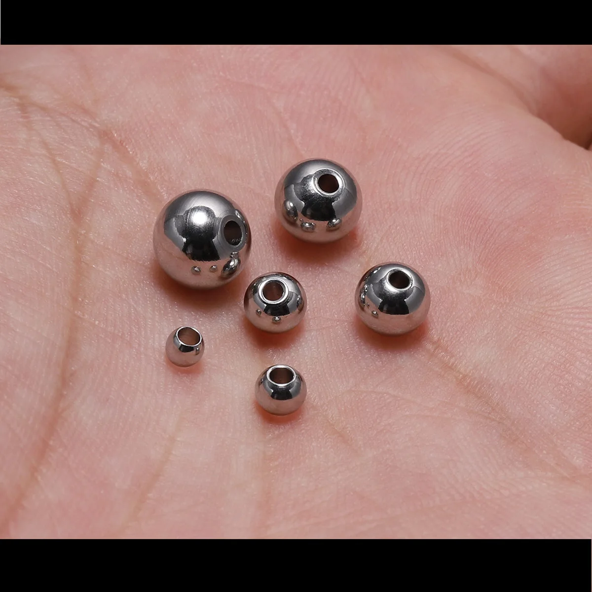 30-100pcs Round Seed Beads Stainless steel Loose Spacer Beads For Jewelry Making Bracelet Big Hole Beads Findings Supplies image 4
