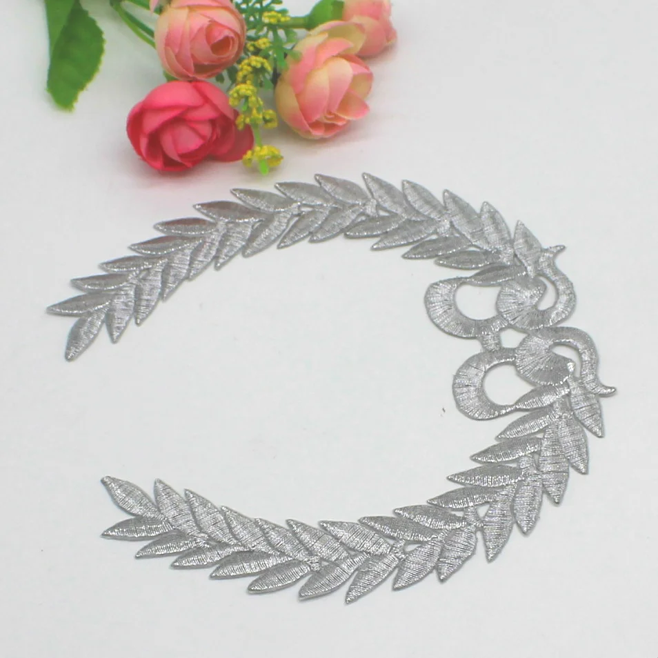 10 Pieces Gold Appliqued Eagle Wings Mirror Flower Embroidery Patches iron on Trims 14cm