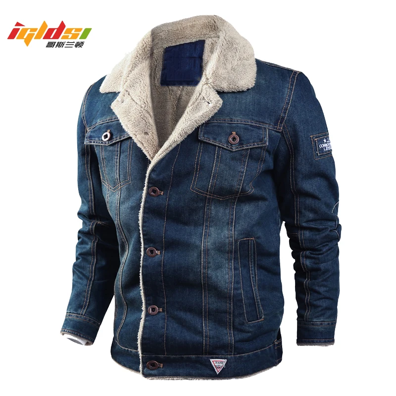 

Men's Winter Thermal Jeans Jacket Fleece Thicken Warm Demin Coat Windproof Fashion Motorcycle Cow Jackets Down Parkas