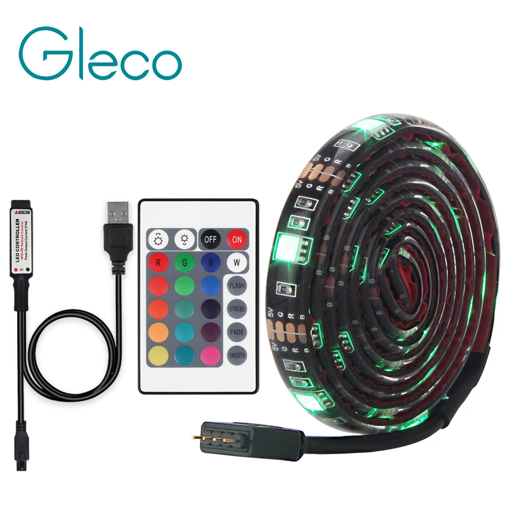 

USB LED Strip 5050 RGB 24Key IR Remote / Mini 3Key controller TV Background Lighting RGB LED strip IP20 / IP65 waterproof 1M 2M