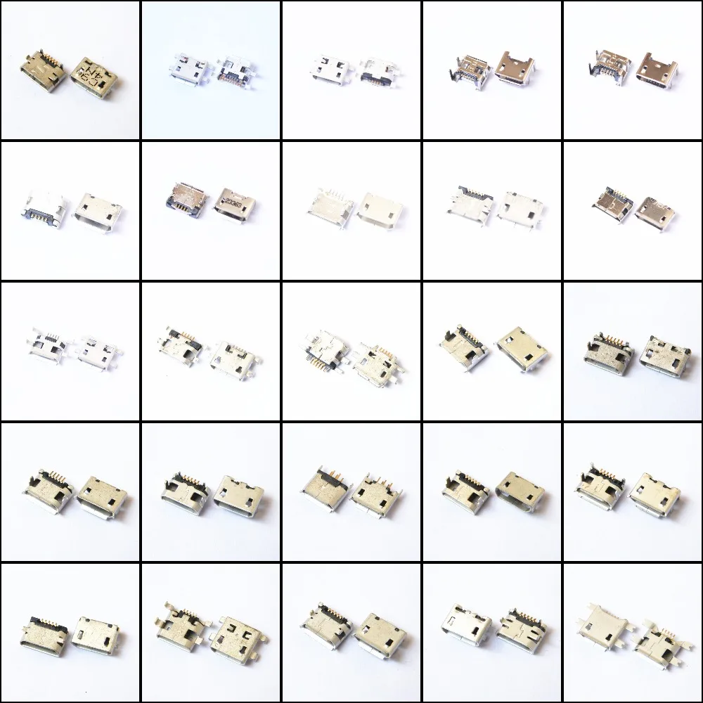 New 90 Models / 900 pcs Micro USB Jack Female Socket 5P 7P 5pin 7pin Charging Port Plug