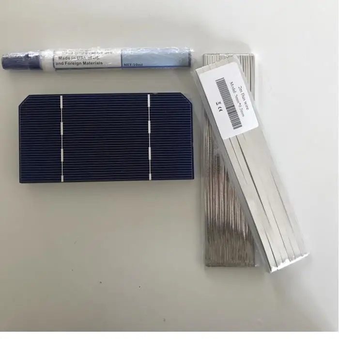 100pcs Monocrystalline Soalr Cell 125mm*62.5mm 1.4W 0.5V For DIY 12V/24V solar panel give enough tab wire& Flux pen