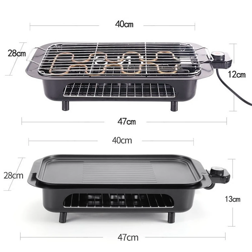 DMWD 220V Double Layers Multi-purpose Carbon Electric Grill Smokeless Non-stick Roasting Pan Barbecue Stove 2200W 5 Gear