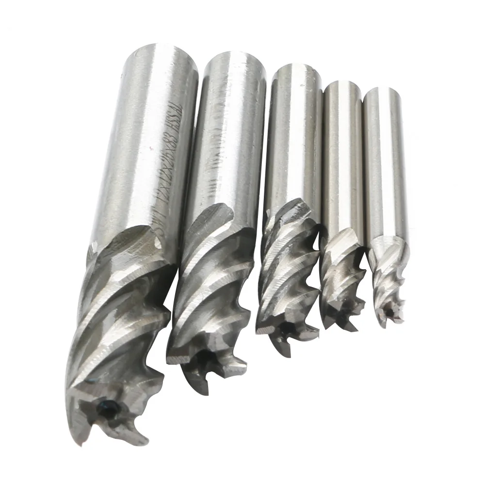 5 sztuk 4 6 8 10 12mm HSS CNC prosto Shank 4 ostrzowy frez walcowo-czołowy wiertarka do obróbki metalu przecinarka narzędzie