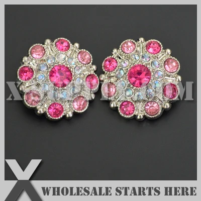 

28mm Special Stargazer Acrylic Rhinestone Button with Shank Back,Hot Pink and Pink Colors of Rhinestone