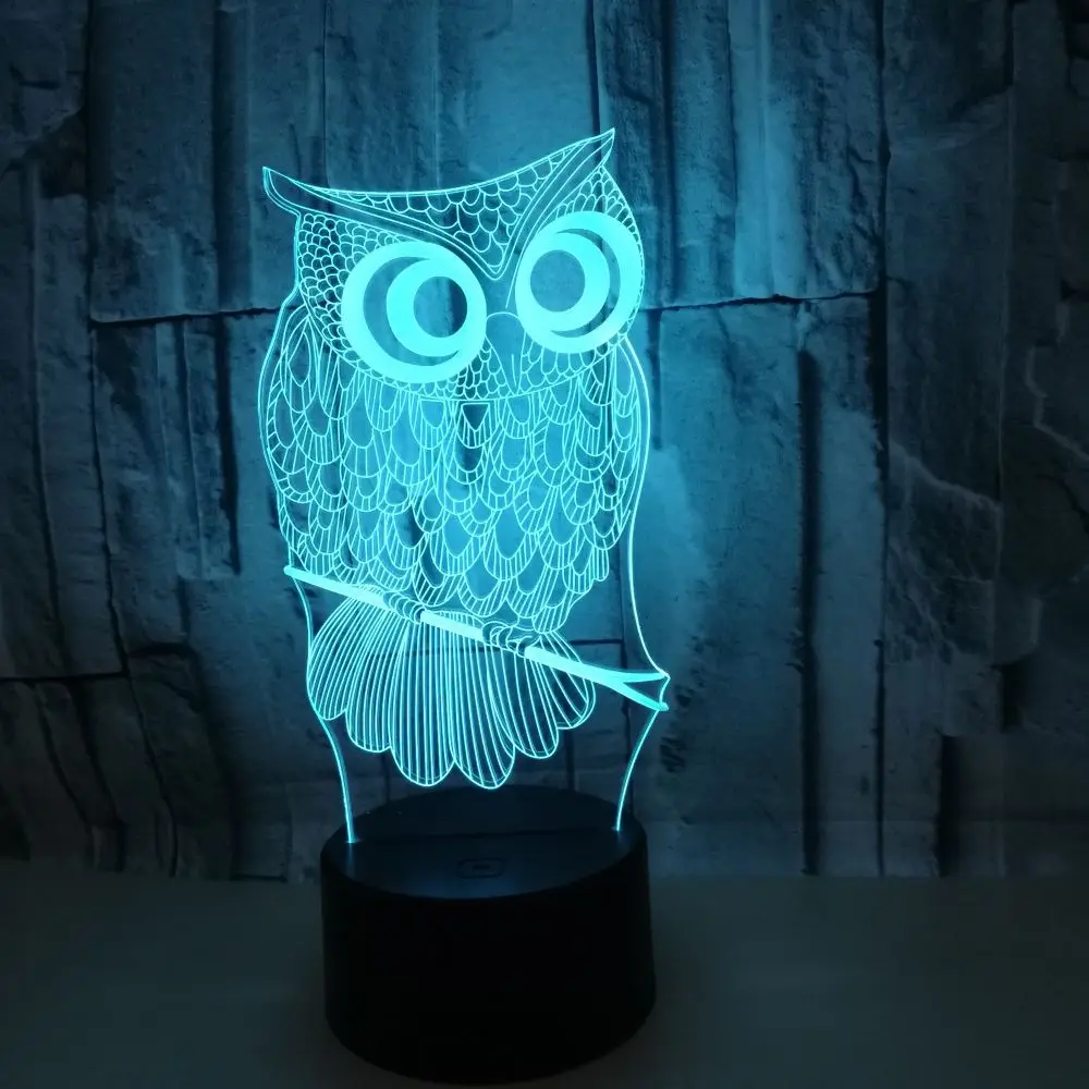 Owl 3d Nightlight Remote Control Colorful Table Moderne Desk Lamp Touch 3d Led Decorative Table Lamps For Living Room