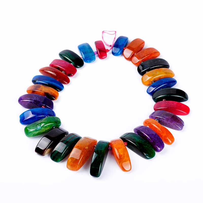 New Fashion Top Quality  Half-moon Shape Multicolor Natural Agata Stone Beads Semi-precious Stone Tower Chain Women Necklace