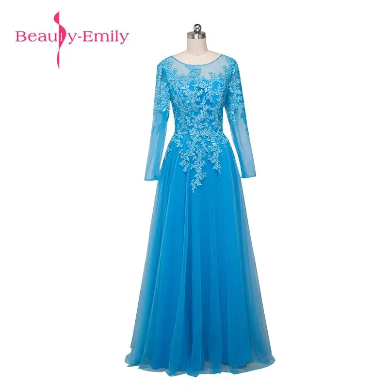 

Beauty-Emily Appliques Lace A-line Full vestido de noche Evening Dresses 2019 Party Prom Dress Formal Occasion Dresses